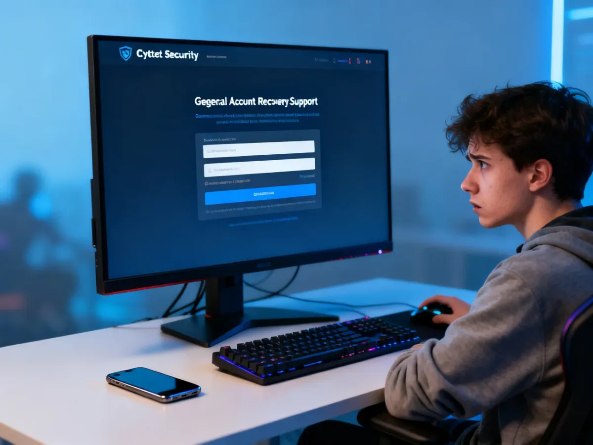 Użytkownik korzystający z bezpiecznej strony odzyskiwania konta Steam